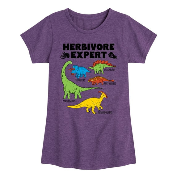 Instant Message - Dinosaur - Herbivore Expert - Toddler & Youth Girls Short Sleeve Graphic T-Shirt