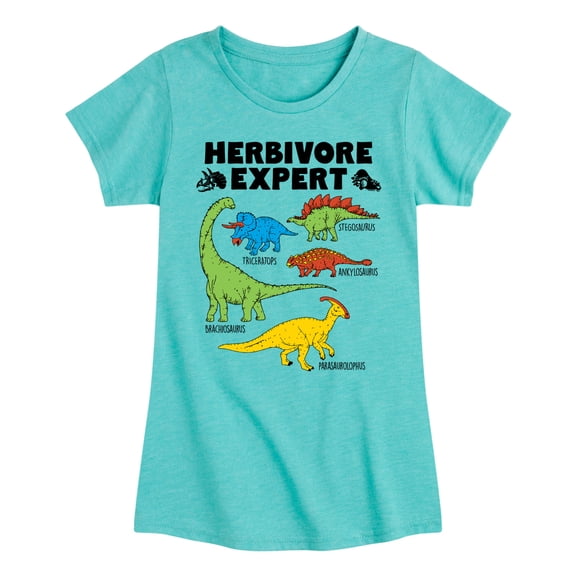 Instant Message - Dinosaur - Herbivore Expert - Toddler & Youth Girls Short Sleeve Graphic T-Shirt