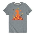 thumbnail image 1 of Instant Message - Dinosaur In Leaf Pile - Youth Short Sleeve Tee, 1 of 5