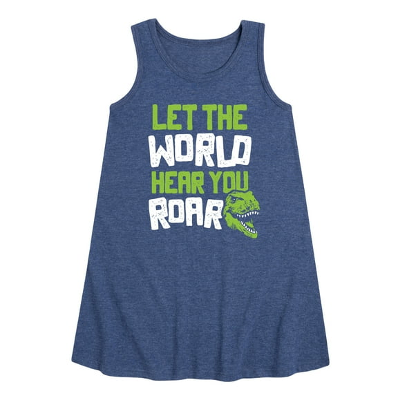 Instant Message - Dinosaur - Let the World Hear You Roar - Toddler & Youth Girls A-line Dress