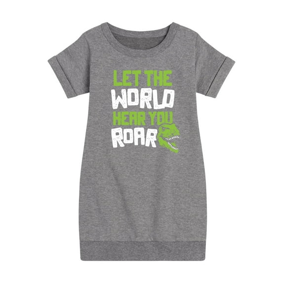 Instant Message - Dinosaur - Let the World Hear You Roar - Toddler & Youth Girls Fleece Dress