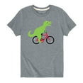 thumbnail image 1 of Instant Message - Dinosaur Riding A Bike - Toddler And Youth Short Sleeve Graphic T-Shirt, 1 of 6
