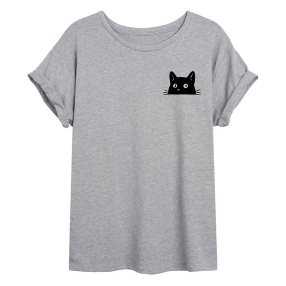 Instant Message - Cat Peeking - Women's Oversized Graphic T-shirt