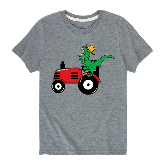 Instant Message - Dinosaur Riding A Tractor - Toddler Short Sleeve Tee