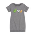 thumbnail image 1 of Instant Message - Dinosaur - T-Rex + Chicken = Dinosaur Nugget - Toddler & Youth Girls Fleece Dress, 1 of 6