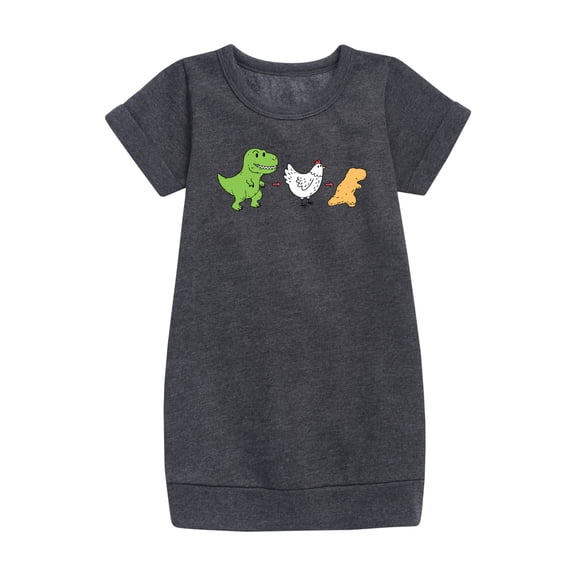 Instant Message - Dinosaur - T-Rex   Chicken = Dinosaur Nugget - Toddler & Youth Girls Fleece Dress