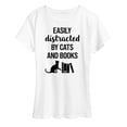 thumbnail image 1 of Instant Message - Distracted by Cats and Books - Women's Short Sleeve Graphic T-Shirt, 1 of 6