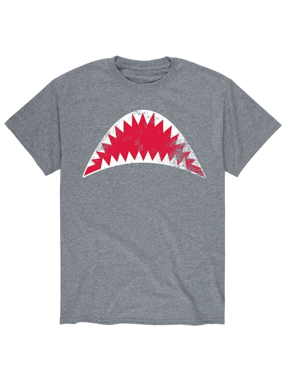 - Distressed Shark Mouth Open Men's Short Sleeve Graphic T-Shirt