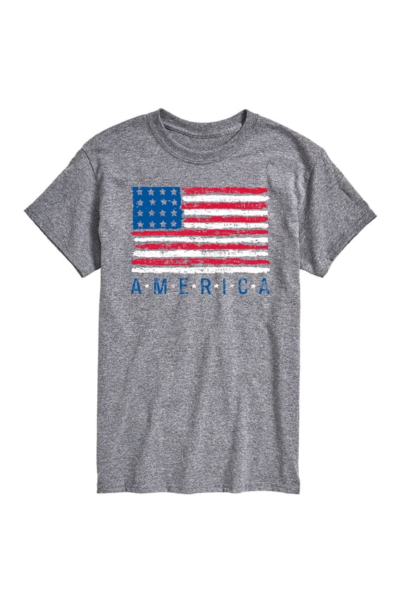 - Distressed Usa Flag Short Sleeve Graphic T-Shirt
