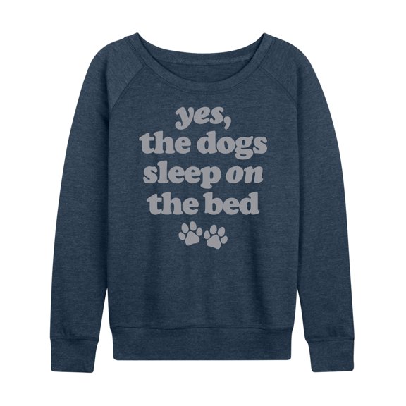 Instant Message - Dogs Sleep On The Bed - Women's Lightweight French Terry Long Sleeve Shirt