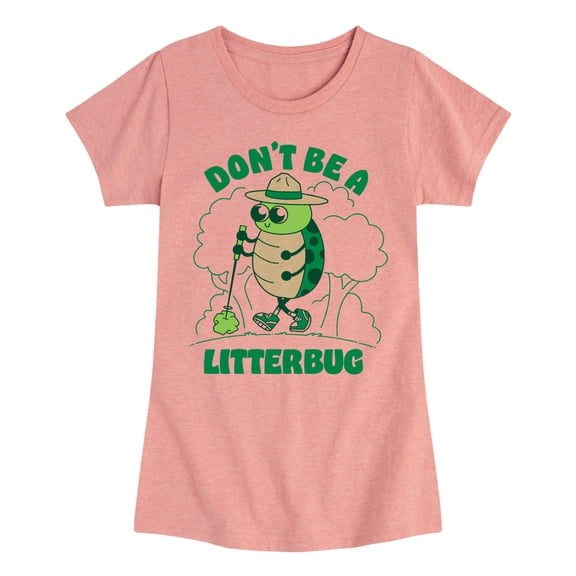 Instant Message - Don't Be A Litterbug - Toddler And Youth Girls Short Sleeve Graphic T-Shirt