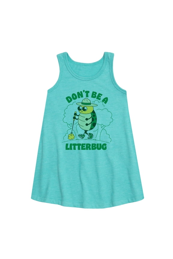 - Don't Be A Litterbug Graphic Sleeveless Aline Dress