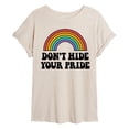 thumbnail image 1 of Instant Message - Don't Hide Your Pride - Juniors Oversized Graphic T-Shirt, 1 of 5