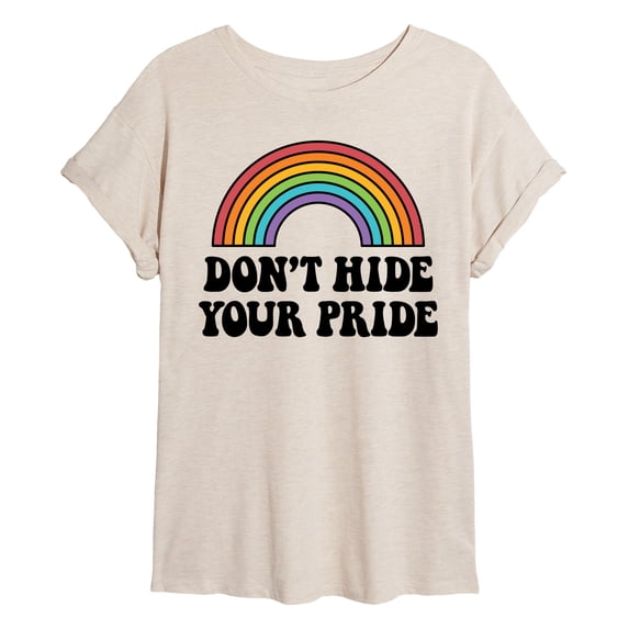 Instant Message - Don't Hide Your Pride - Juniors Oversized Graphic T-Shirt