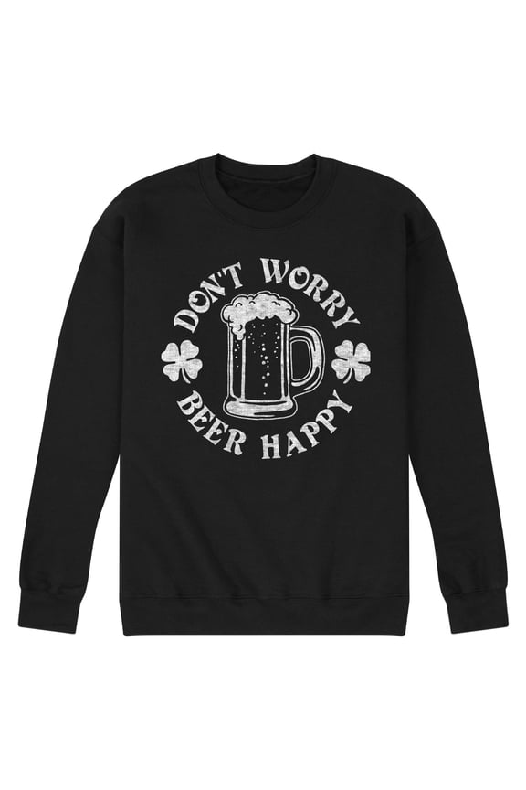 - Don't Worry Beer Happy - Men's Crew Neck Fleece Pullover