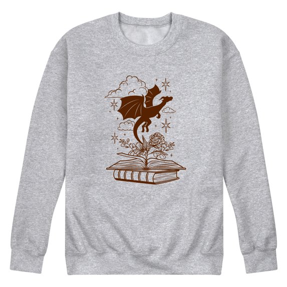Instant Message - Dragon Flying Out Of Book Graphic Fleece Sweatshirt