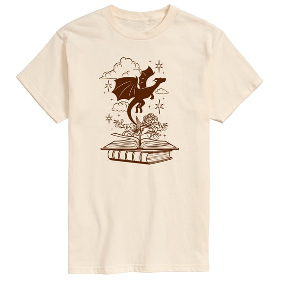 Instant Message - Dragon Flying Out Of Book - Men's Short Sleeve Graphic T-Shirt