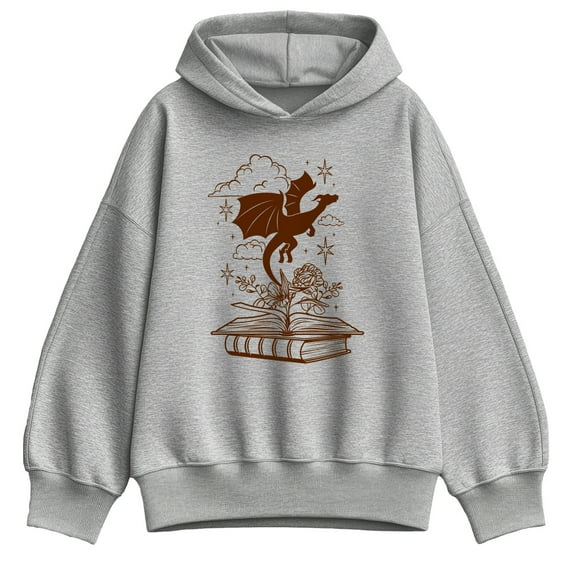 Instant Message - Dragon Flying Out Of Book - Women's Oversized Fleece Hoodie Sweatshirt