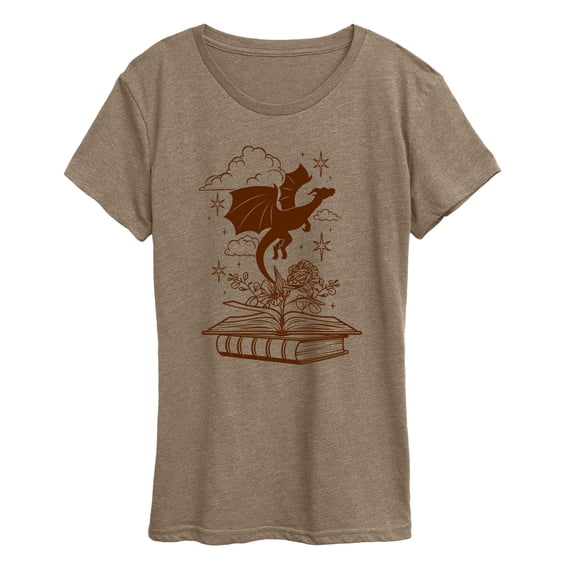 Instant Message - Dragon Flying Out Of Book - Women's Short Sleeve Graphic T-Shirt