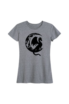 - Dragon Sitting On Crescent Moon Short Sleeve Graphic T-Shirt