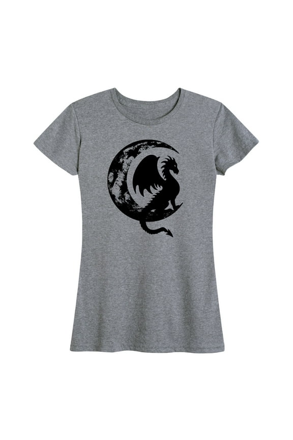 - Dragon Sitting On Crescent Moon - Women's Short Sleeve Graphic T-Shirt
