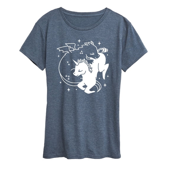 Instant Message - Dragon Unicorn Yin Yang - Women's Short Sleeve Graphic T-shirt
