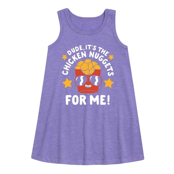 Instant Message - Dude, Chicken Nuggets For Me  - Toddler & Youth Girls A-line Dress