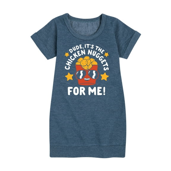 Instant Message - Dude, Chicken Nuggets For Me Graphic Short Sleeve Fleece Dress
