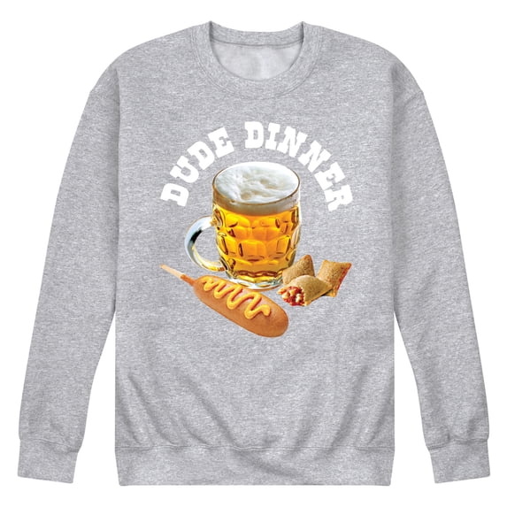 Instant Message - Dude Dinner Beer Corn Dog - Men's Crew Neck Fleece Pullover