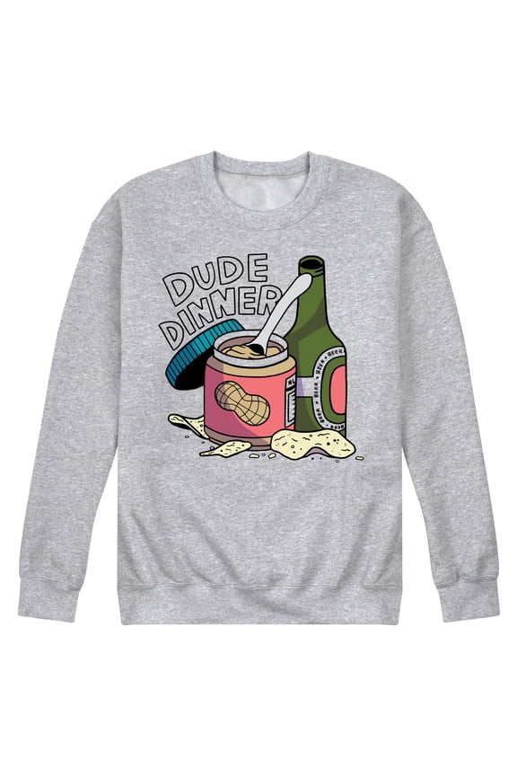 - Dude Dinner Peanut Butter Beer - Men's Crew Neck Fleece Pullover