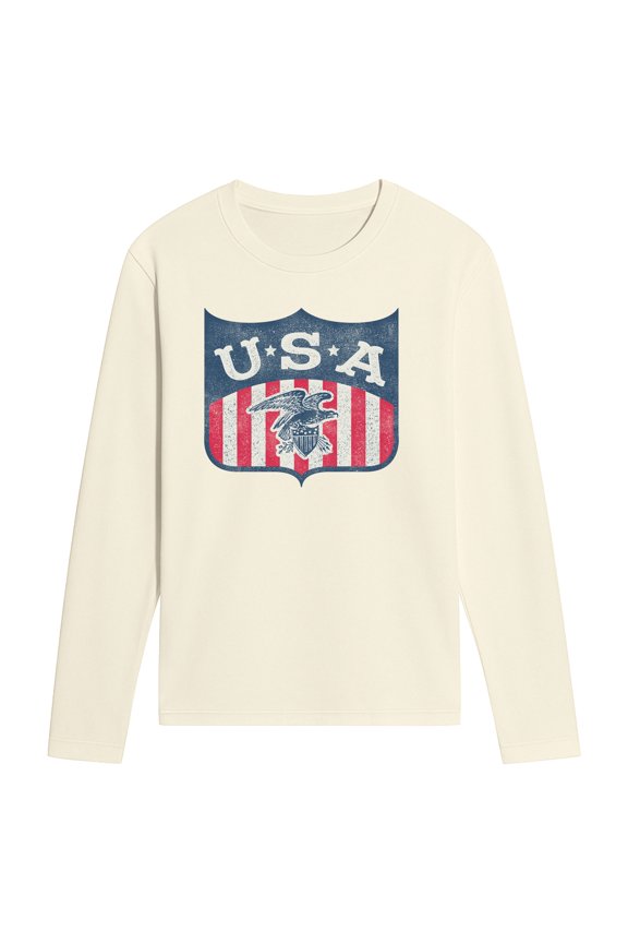 - Eagle Shield - Men's Long Sleeve Graphic T-Shirt