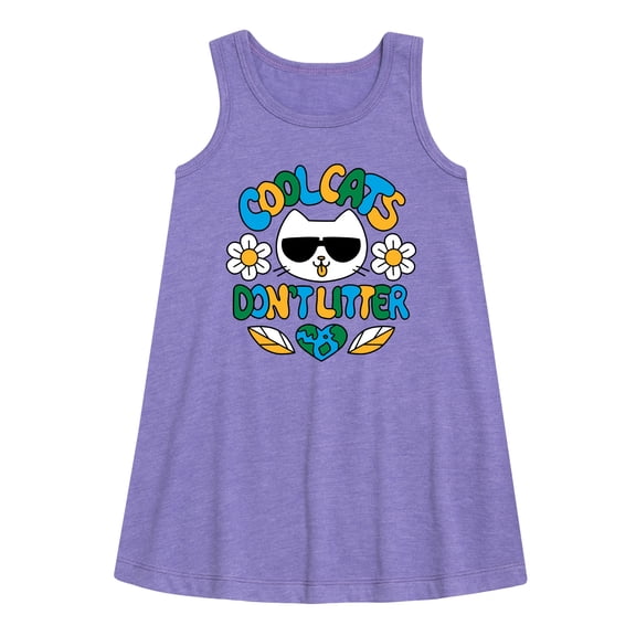 Instant Message - Earth Day - Cool Cats Don't Litter - Toddler & Youth Girls A-line Dress