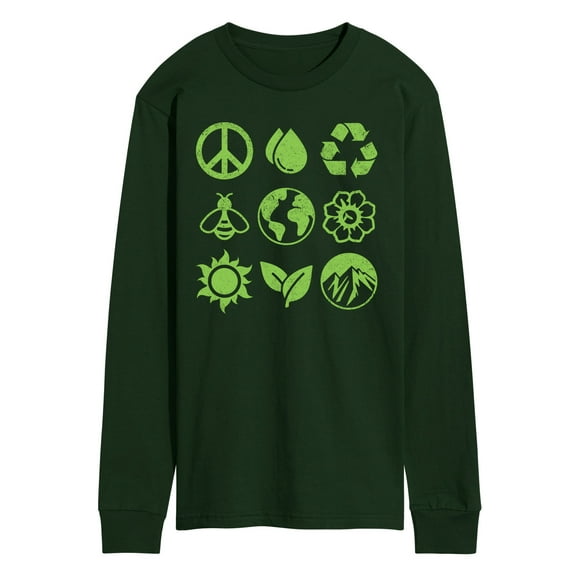 Instant Message - Earth Day Grid - Men's Long Sleeve Graphic T-Shirt