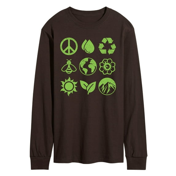 Instant Message - Earth Day Grid - Men's Long Sleeve Graphic T-Shirt