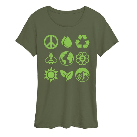 Instant Message - Earth Day Grid - Women's Short Sleeve Graphic T-Shirt