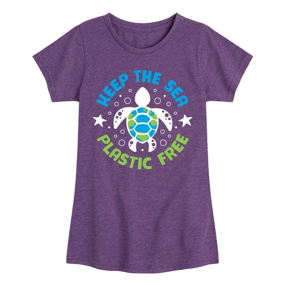 Instant Message - Earth Day - Keep The Sea Plastic Free - Save Turtles - Toddler & Youth Girls Short Sleeve Graphic T-Shirt