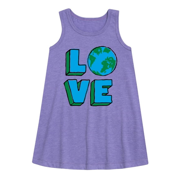 Instant Message - Earth Day - LOVE - Toddler & Youth Girls A-line Dress
