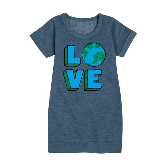 Instant Message - Earth Day - LOVE - Toddler & Youth Girls Fleece Dress