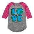 thumbnail image 1 of Instant Message - Earth Day - LOVE - Toddler & Youth Girls Raglan Graphic T-Shirt, 1 of 6