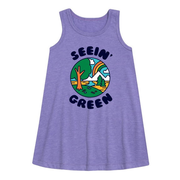 Instant Message - Earth Day - Seein' Green - Toddler & Youth Girls A-line Dress