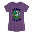 thumbnail image 1 of Instant Message - Earth Day - Seein' Green - Toddler & Youth Girls Short Sleeve Graphic T-Shirt, 1 of 6