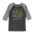 thumbnail image 1 of Instant Message - Easily Distracted By Dinosaurs - Toddler & Youth Raglan Graphic T-Shirt, 1 of 7