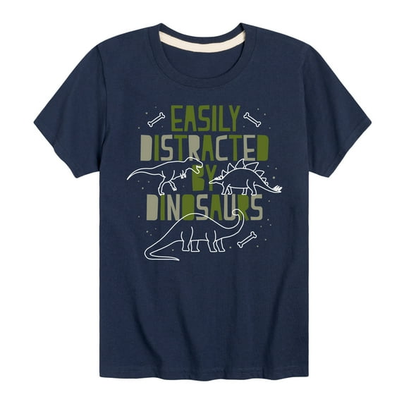 Instant Message - Easily Distracted By Dinosaurs - Toddler & Youth Short Sleeve Graphic T-Shirt