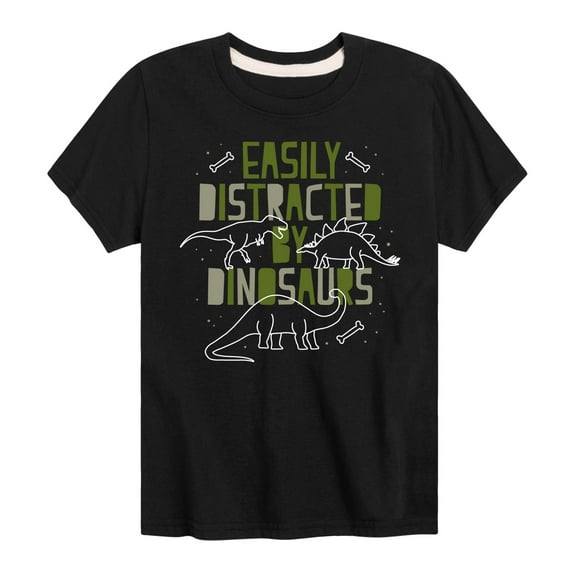 Instant Message - Easily Distracted By Dinosaurs - Toddler & Youth Short Sleeve Graphic T-Shirt