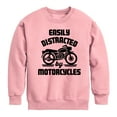 thumbnail image 1 of Instant Message - Easily Distracted By Motorcycles - Toddler & Youth Crewneck Fleece Sweatshirt, 1 of 5