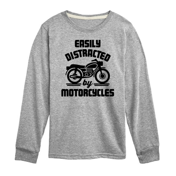 Instant Message - Easily Distracted By Motorcycles - Toddler & Youth Long Sleeve Graphic T-Shirt