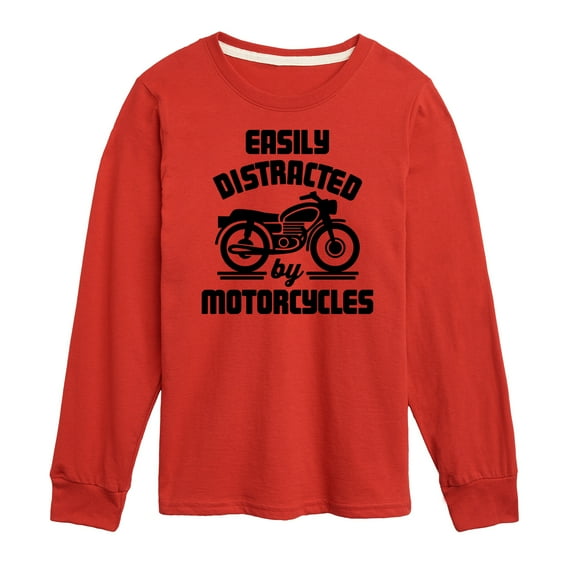 Instant Message - Easily Distracted By Motorcycles - Toddler & Youth Long Sleeve Graphic T-Shirt
