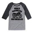 thumbnail image 1 of Instant Message - Easily Distracted By Motorcycles - Toddler & Youth Raglan Graphic T-Shirt, 1 of 5