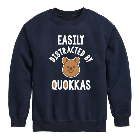 Instant Message - Easily Distracted By Quokkas - Toddler & Youth Crewneck Fleece Sweatshirt