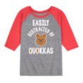 thumbnail image 1 of Instant Message - Easily Distracted By Quokkas - Toddler & Youth Raglan Graphic T-Shirt, 1 of 7